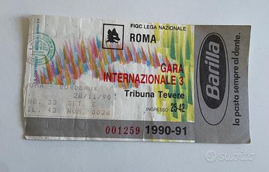 Biglietto storico AS Roma 28 11 90