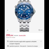 Orologio NUOVO 200m valvola elio tipo seamaster