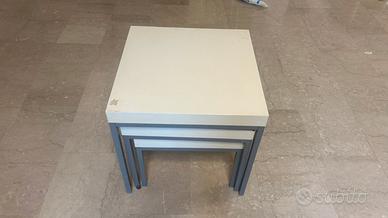 Tavolini impilabili bianchi  gambe alluminio n. 3