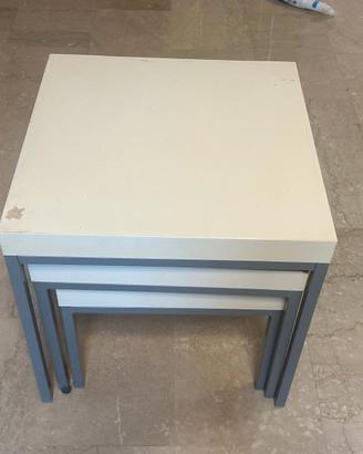 Tavolini impilabili bianchi  gambe alluminio n. 3