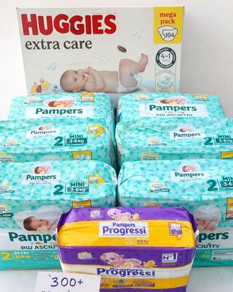 +300 Pannolini Pampers/Huggies taglia 2