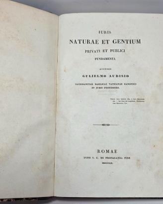 IURIS NATURAE ET GENTIUM FUNDAMENTA - AUDISIO 1852