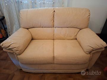 Divano 2 posti beige in alcantara