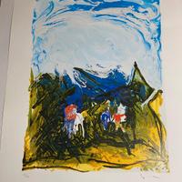 Mario schifano , serigrafia materica del 1996