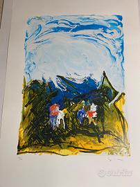 Mario schifano , serigrafia materica del 1996