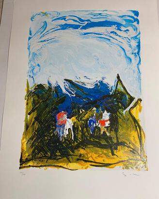 Mario schifano , serigrafia materica del 1996