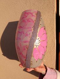 Vaso decorato/Vase décoré/Jarrón/Vaso rosa. Shabby