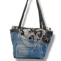 Borsa jeans maculata 
