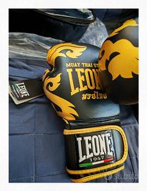 Guantoni Leone 12 oc, vera pelle, muay thai, kick 