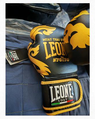 Guantoni Leone 12 oc, vera pelle, muay thai, kick 