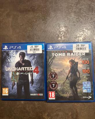 Uncharted 4 e Tomb raider definitive edition