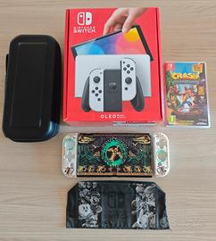 Nintendo switch OLED + gioco crash + accessori 