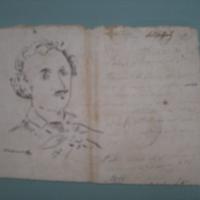Disegno Manet copia ritratto Poe su lettera '800.