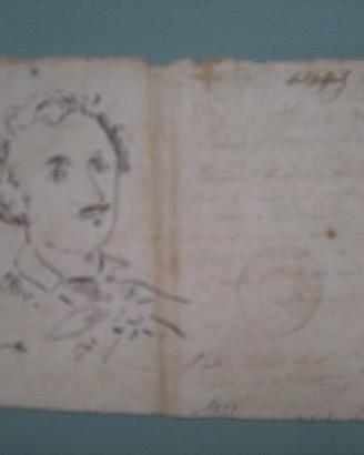 Disegno Manet copia ritratto Poe su lettera '800.