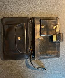 Portadocumenti vintage in vera pelle nera
