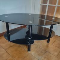 tavolino vetro nero acciaio lounge salotto design 