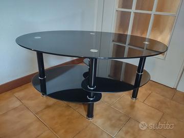 tavolino vetro nero acciaio lounge salotto design 