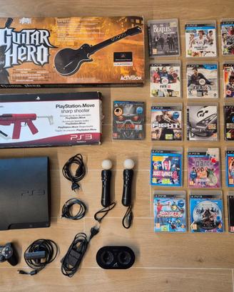 PS3 Slim + Guitar + Move Sharp Shooter + Move Kit