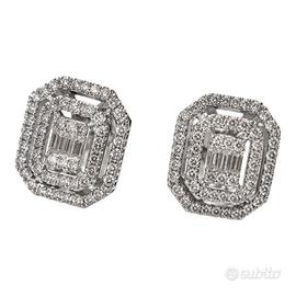 Orecchini Diamanti baguette  e brillante oro 18kt