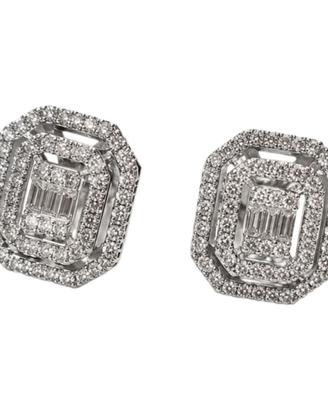 Orecchini Diamanti baguette  e brillante oro 18kt