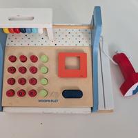 registratore di cassa giocattolo in legno