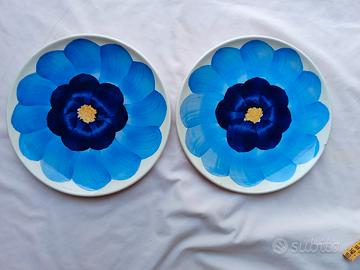 2 piatti vintage Saturnia anni 70 fiore blu 