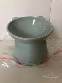Ciotola Rialzata in Plastica per Gatti - Grigia