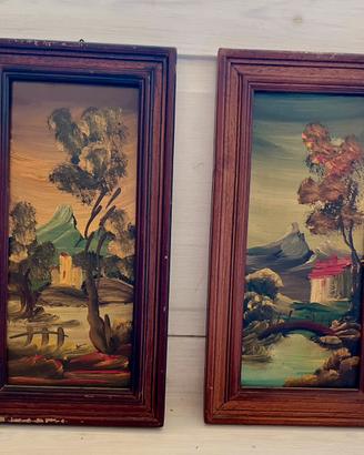 Coppia di dipinti olio su legno - paesaggi del 900