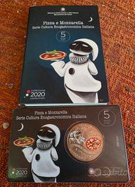 Moneta 5 Euro Pizza e Mozzarella Serie Cultura eno