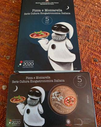 Moneta 5 Euro Pizza e Mozzarella Serie Cultura eno