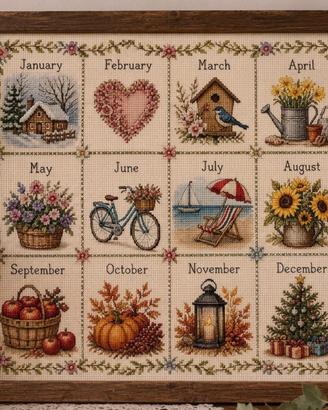 Schema Cartaceo punto croce "Mesi dell'anno"