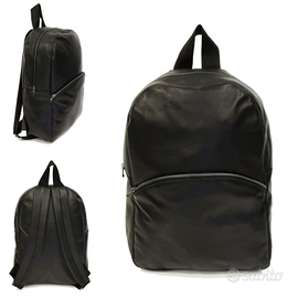 Zaino Uomo Vera Pelle Nero Borsa Viaggio Zainetto