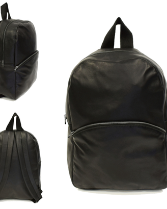 Zaino Uomo Vera Pelle Nero Borsa Viaggio Zainetto