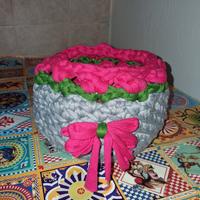 Cestini con fiore in fettuccia