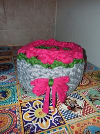 Cestini con fiore in fettuccia