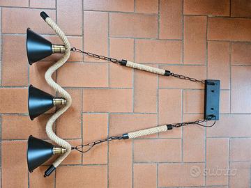 Lampadario rustico vintage a 3 luci - come nuovo
