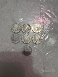 Lotto 7 monete da 10 lire 1954