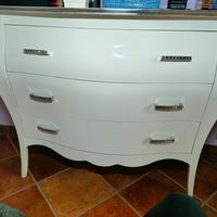 comò comodini e settimino bianco lucido 