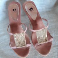 Sandalo rosa con strass
