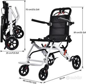 Sedia a rotelle pieghevole, 8,2 kg, portata 100kg