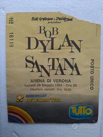 biglietto concerto Bob Dylan e Santana 1987 Verona