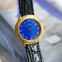 Cartier Cougar Lady cassa oro 18 kt quadrante blu