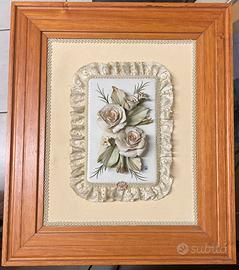 QUADRO CAPODIMONTE RILIEVO FIORI