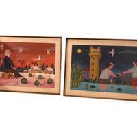Coppia quadri Danilo Mantovani Padova litografie