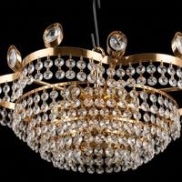 Elegante Lampadario Vintage in Ottone e Cristallo 