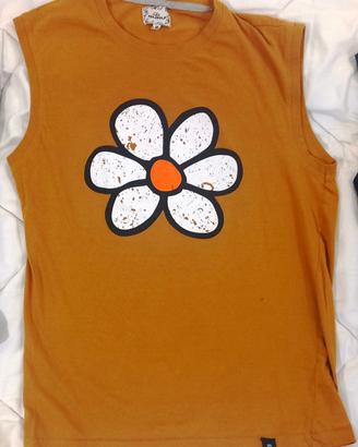 Camicia Lunga Guru-Shop Sun – Mini Abito Magic Mushroom, Arancione Ruggine, Cotone, Taglia S (36) - 3