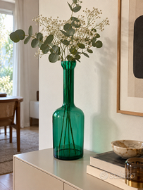 Grande vaso vintage in vetro verde smeraldo
