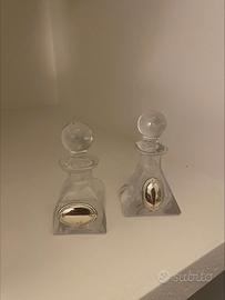 coppia bottigliette con placca argento