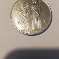 . moneta Rep. Italiana l.ire 100 usate