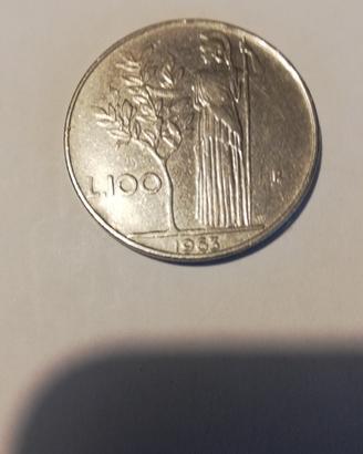 . moneta Rep. Italiana l.ire 100 usate